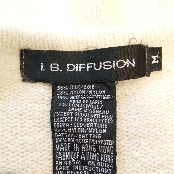 I.B. Diffusion Sweater VTG Size M Silk Angora Lambswool Rosettes Beads 80s - Picture 9 of 14